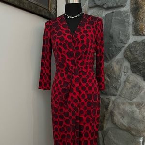 Anne Klein Memling Red Twist Front Dress, size 6